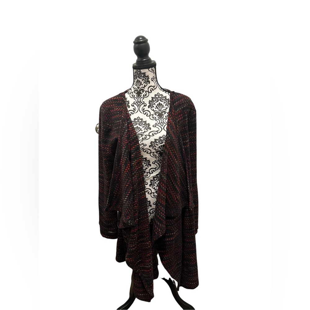Elegant Women's Sweater WRAP  Black and Red L - Picture 4 of 10